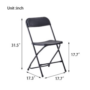 Symylife Plastic Folding Chair Portable Stackable Outdoot/Indoor Chairs with Steel Frame, for Office Wedding Party Picnic Kitchen Dining, Black-10 Pack