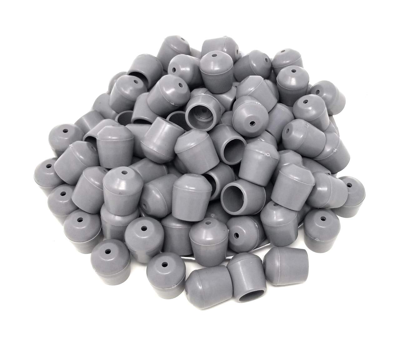 100 Pack Chair Leg Caps for Party Rental Style Plastic Folding Chairs, Fits 3/4 Inch Dia. Frame, Protect Floors Gray