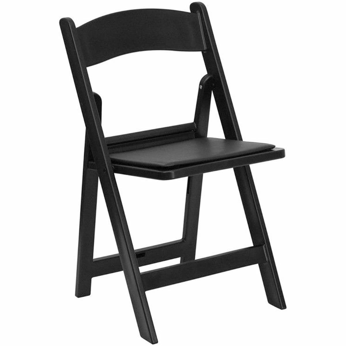 TentandTable Stackable Folding Chairs - Black Resin - Heavy Duty 300-Pound Capacity (8-Pack)