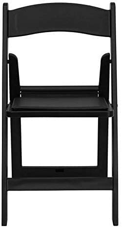 TentandTable Stackable Folding Chairs - Black Resin - Heavy Duty 300-Pound Capacity (8-Pack)