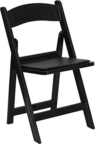 TentandTable Stackable Folding Chairs - Black Resin - Heavy Duty 300-Pound Capacity (8-Pack)