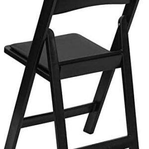 TentandTable Stackable Folding Chairs - Black Resin - Heavy Duty 300-Pound Capacity (8-Pack)