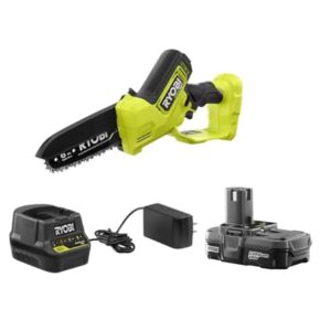 RYOBI ONE+ HP 18V Brushless 6 in. Compact Pruning Mini Chainsaw Kit with Battery and Charger (Bulk Packaged)