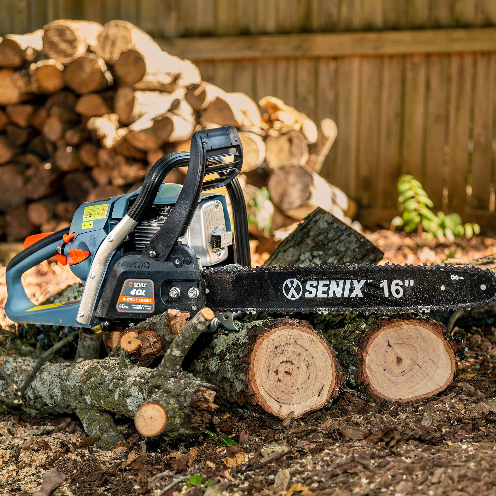 SENIX CS4QL-L3 4QL Gas Chainsaw with 16-inch Oregon Bar and Chain for Trees, Limbs, and Firewood, Loop Handle