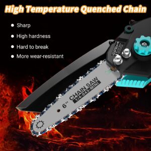 Mini Chainsaw, 8 inch & 6 inch Electric Chainsaw Cordless，Upgraded Brushless Chainsaw and Auto Oiler, 2PCS 21V 2000mAh Batteries, DocSmart Handheld Chain saw for Trees Branches Trimming Wood Cutting