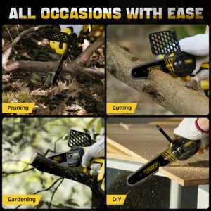 TROOZY Mini Chainsaw Cordless 6 Inch 3000mAh Battery Powered Electric Brushless Handheld Chain Saws, Up To 100minX2 21V, Saw Pruning Shears Chainsaw for Tree Branches,Courtyard,Household and Garden