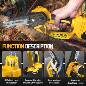 Mini chainsaw for DeWalt 20V battery: cordless electric chain saw - handheld 6 inch pruning tool（no battery）