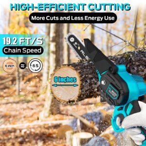 RLSOO Mini Chainsaw 6 Inch Cordless, Battery Powered Electric Chainsaw with 2 Batteries and 3 Chains, Mini Chain Saw for Tree Trimming Wood Cutting