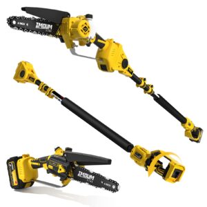 IMOUMLIVE 2-IN-1 Cordless Pole Saw & Chainsaw, 6" Cutting Brushless Electric Rotatable Pole Saw, Oiling System, 7.7 LB Lightweight, 21V 3.0Ah Battery, 16.3-Foot Max Reach Pole Saw for Tree Trimming