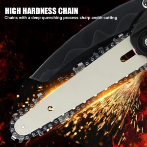 Mini Chainsaw 6-Inch Cordless power chain saws with Security Lock Small Handheld Chain Saw with 2 x 24V 6500mAh Battery 2 Chains for Wood Cutting, Tree Trimming, Gardening, Courtyard and Garden, Red