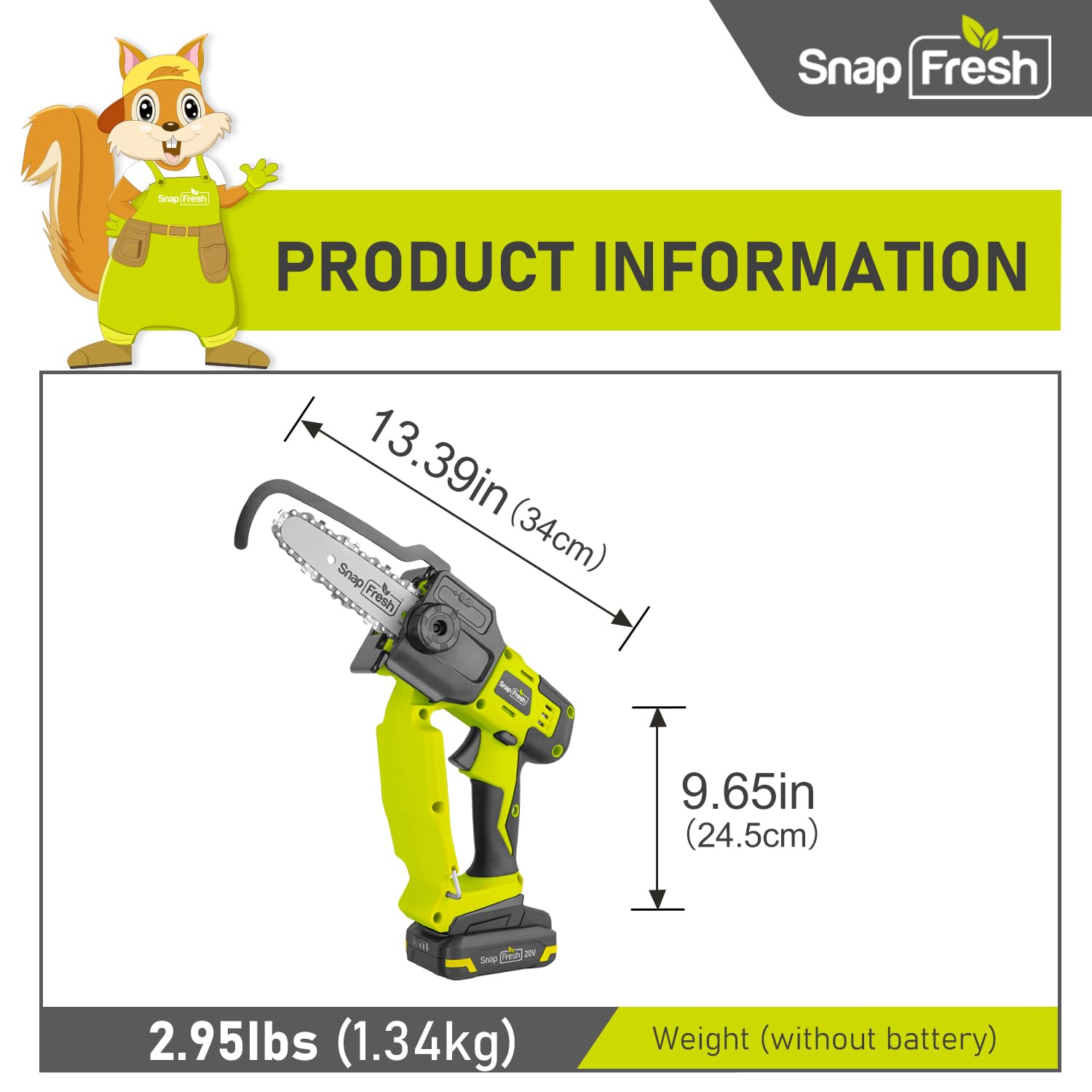 SnapFresh Mini Chainsaw Cordless, 5 Inch Electric Chain Saw Portable Handheld Chain Saw With 2.0Ah Battery & Fast Charger, Security Lock, for Tree Branches, Courtyard Garden