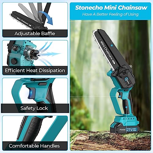 Mini Chainsaw Cordless 8 inch & 6 inch, 2023 Upgraded Brushless Mini Chainsaw with Auto Oiler, 2*2.0Ah Batteries Mini Electric Chainsaw, Portable Handheld Small Chainsaw for Garden Courtyard Cutting