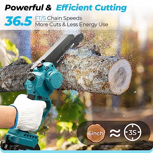 Mini Chainsaw Cordless 8 inch & 6 inch, 2023 Upgraded Brushless Mini Chainsaw with Auto Oiler, 2*2.0Ah Batteries Mini Electric Chainsaw, Portable Handheld Small Chainsaw for Garden Courtyard Cutting