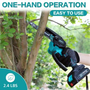 COMOWARE Mini Chainsaw Cordless, 6" Small Chainsaw with 2Pcs 2.0Ah Batteries, Portable Hand Chainsaw, Mini Chainsaw 6 Inch Cordless, Handheld Chainsaw Battery Powered for Tree Branch Trimming