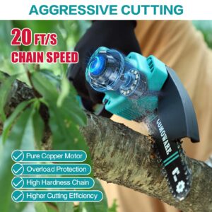 COMOWARE Mini Chainsaw Cordless, 6" Small Chainsaw with 2Pcs 2.0Ah Batteries, Portable Hand Chainsaw, Mini Chainsaw 6 Inch Cordless, Handheld Chainsaw Battery Powered for Tree Branch Trimming