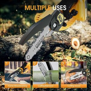 Anttctig Mini Chainsaw, 6 Inch Portable Electric Chainsaw, Lightweight Battery Powered Small Handheld Cordless Chain Saw for Trees Branches Trimming Wood Cutting, with 2 Batteries & 2 Chains