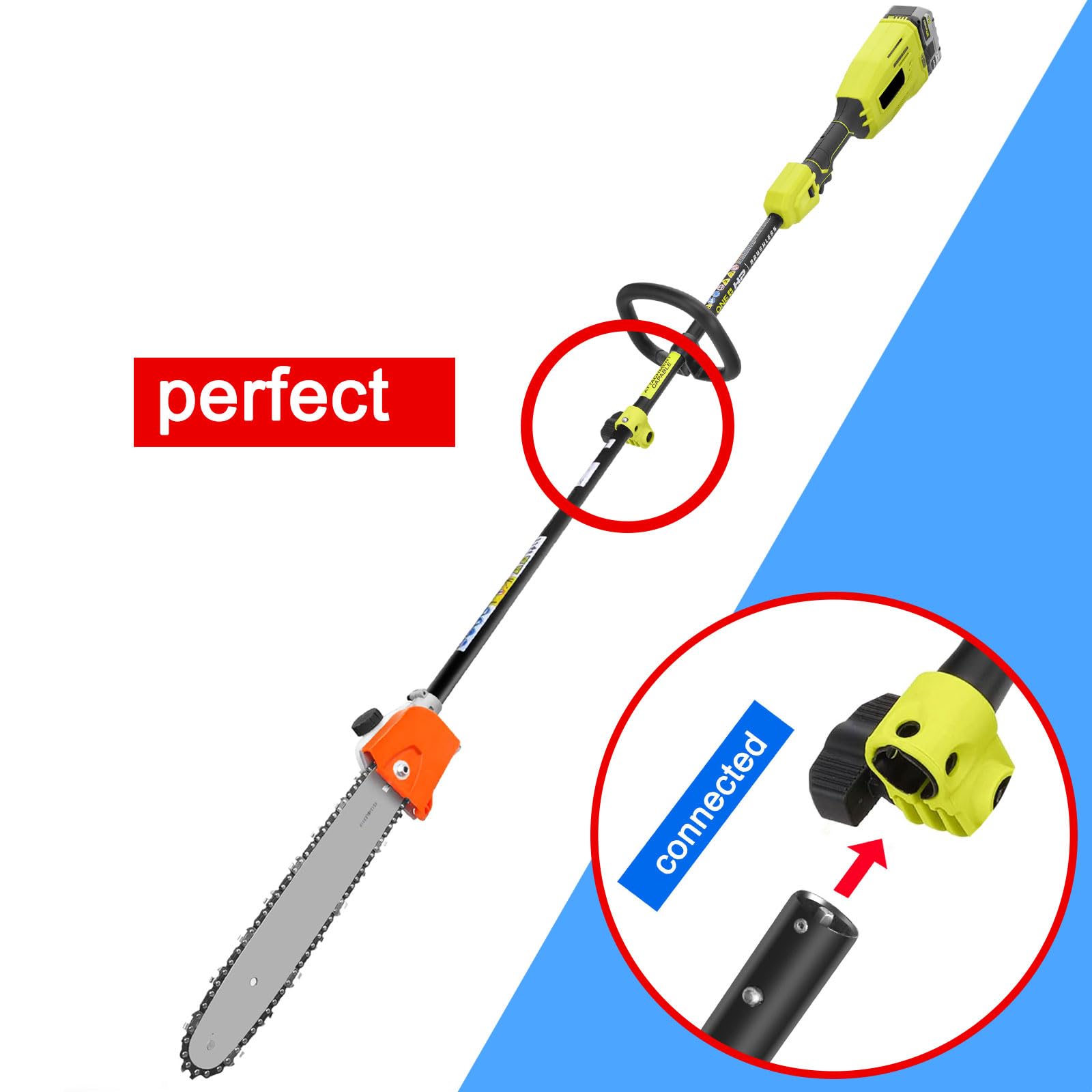 Kerlista, Replacement parts，12-inch，Polesaw with Bar and Chain Attachment for Attachment Capable String Trimmers, Polesaws, and Powerheads fits for Hus 128LD, most brushcutters and Powerheads (Black)