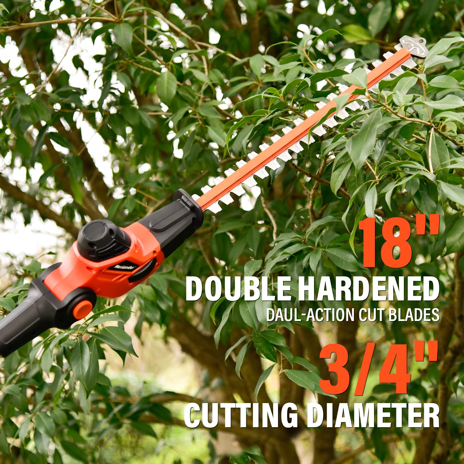 Pole Saw 8-Inch Cordless Pole Saws for Tree Trimming and 18-Inch Pole Hedge Trimmer 2-in-1, 15-Feet MAX Reach, 16ft/s Speed, Auto Oiling Pole Chainsaw with 20V 2.0Ah Battery & Charger