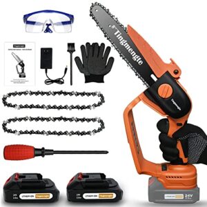 Mini Chainsaw 8 Inch, Cordless Mini Chainsaw Battery Powered with 24V 10000mAh Rechargeable Battery, 3.4Lb One-Hand Use Electric Chainsaw, Handheld Chainsaw for Tree Trimming Wood Cutting