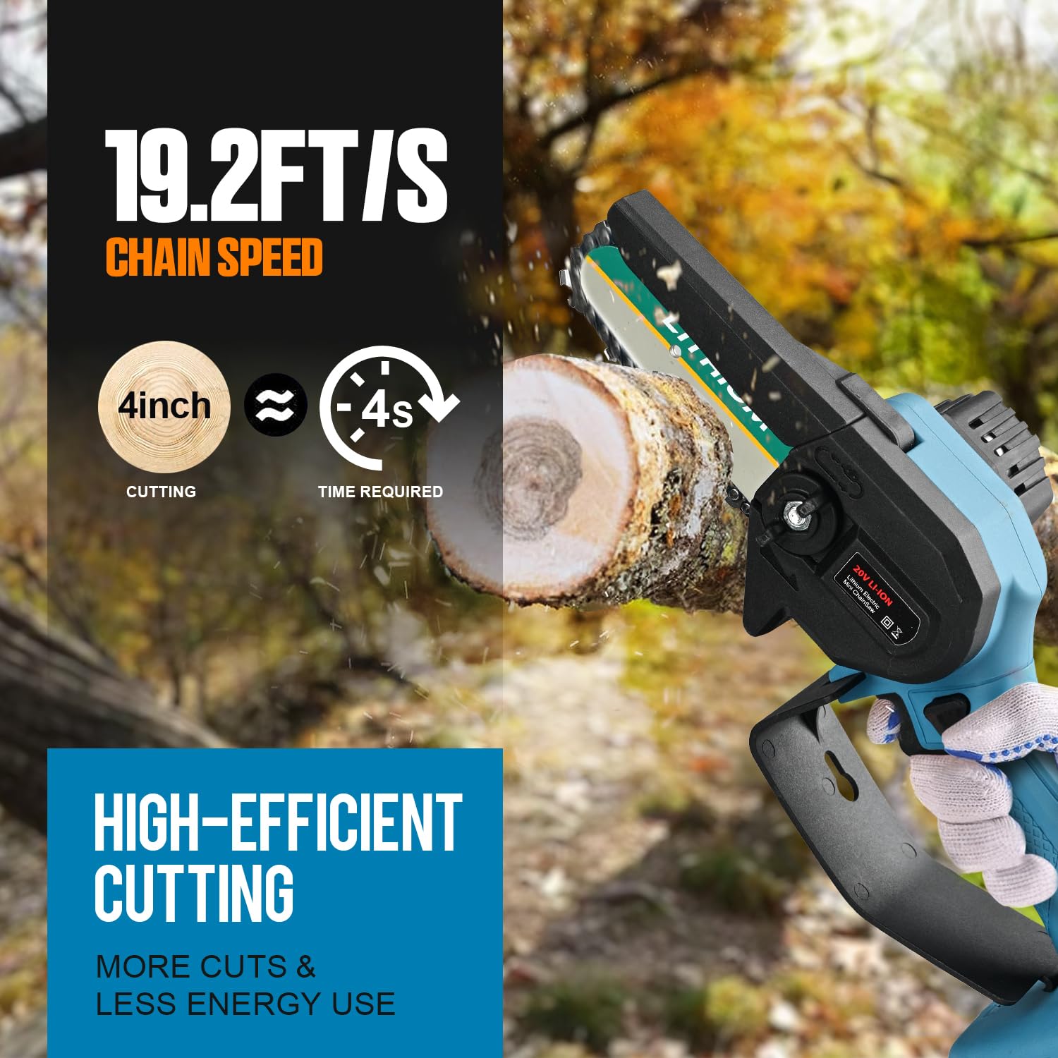 Mini Chainsaw Cordless 4 Inch Electric Small Chain Saw Battery Powered Portable Handheld Mini Chain Saw, Pruning Shears ChainSaw for Wood Cutting, Tree Trimming, Gardening, Camping, Courtyard&Gard