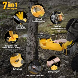 Cordless Power Chainsaw, for DeWALT 20V Max Lithium Battery 6-Inch Hand-held Mini Pruning Saw with Brushless Motor Replacement Chain Wood Cutting Tree Trimming Camping (Battery NOT Included)