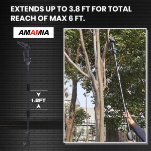 Cordless Pole Chainsaw,6-Inch Electric Extension Pole Chainsaw With 2X1500 mAh Batteries,Maximum Length 70 Inch for Trimming Branches from Trees Or Projects On The Ground.