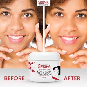 OMIC Geisha Kojic Acid Cream - 1.7 fl oz / 50 ml - Skin Brightening Cream for Face, Body, Hands - with Glycolic Acid