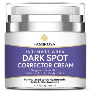 Famirosa Dark Spot Corrector Cream-Underarm Cream for Armpit, Neck, Knees, Elbows, Inner Thigh, Private Parts- Intimate Skin Cream- Formulated with Hyaluronic Acid, Niacinamide and Vitamin C-50 ml