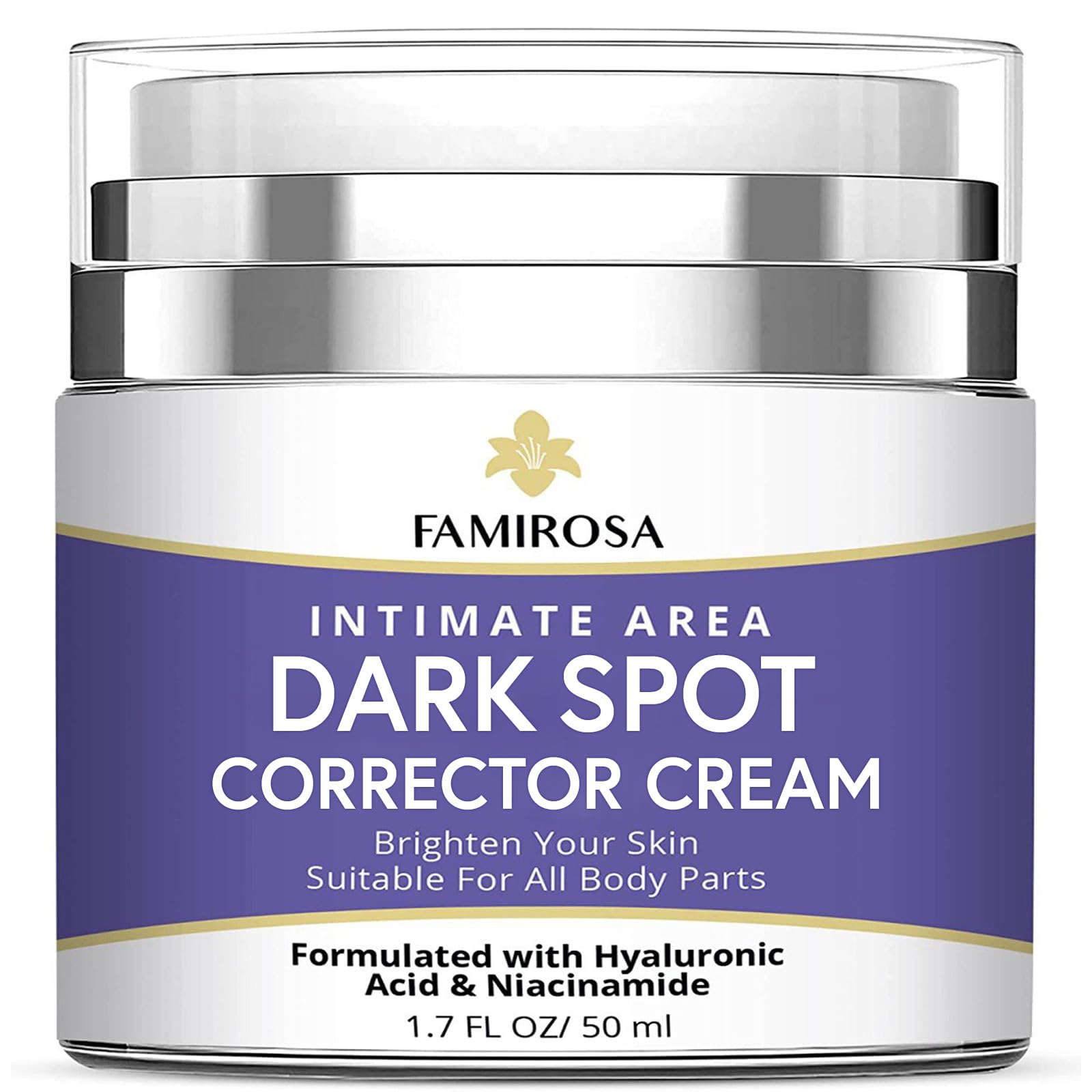 Famirosa Dark Spot Corrector Cream-Underarm Cream for Armpit, Neck, Knees, Elbows, Inner Thigh, Private Parts- Intimate Skin Cream- Formulated with Hyaluronic Acid, Niacinamide and Vitamin C-50 ml