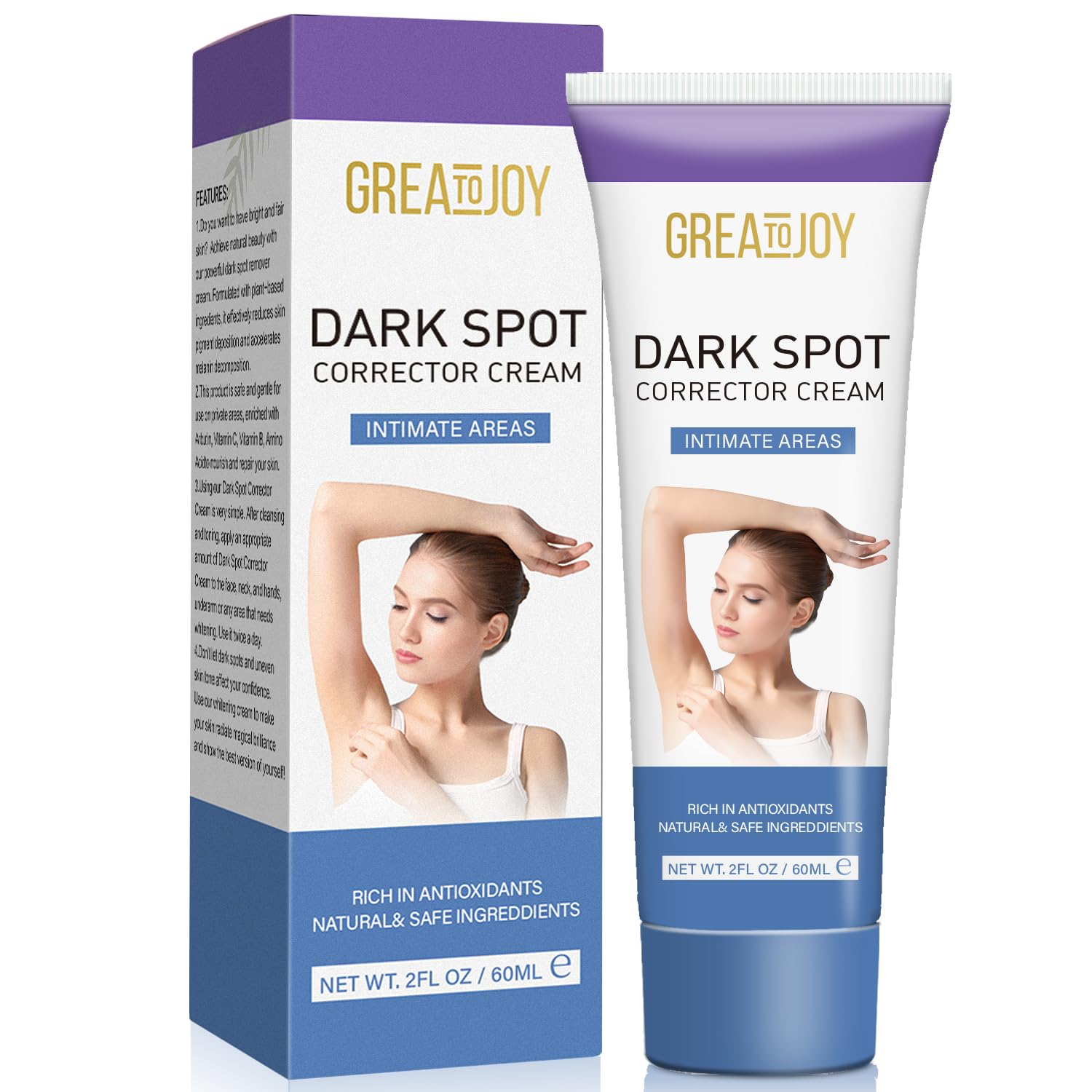 Greatojoy Underarm Cream - Dark Spot Corrector Cream – for Face, Body, Underarm, Armpit, Neck, Back, Legs, Elbows, Intimate Areas - for an Instant Result (2OZ/60ML)