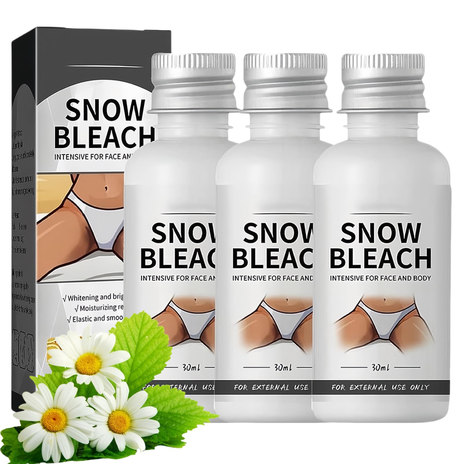 3PCS Snow Bleach Cream for Sark Spot Remover , Intimate Areas-Underarm, Neck, Armpit, Knees, Elbows,Face,Body