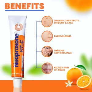 NEOPROSONE, Vitamin C Gel - 1 Fl oz / 30 ml - Brightening Gel Cream for Neck, Face, Body, Armpit, Hands - For Women and Men, with Alpha Arbutin