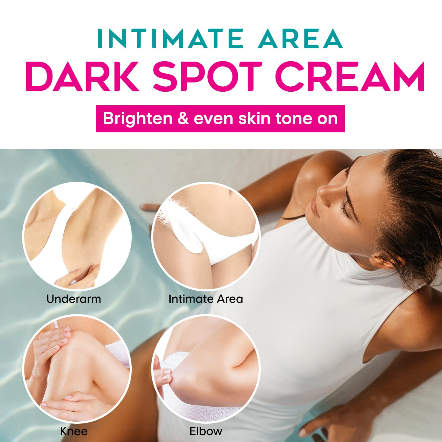 beaueli Dark Spot Remover Cream for Bikini Area, Armpit, Instant Result, Brightening Cream for Intimate Areas, Dark Spot Corrector for Body, Neck, Underarm, Knees, Elbows, Private Areas, 2 Fl oz