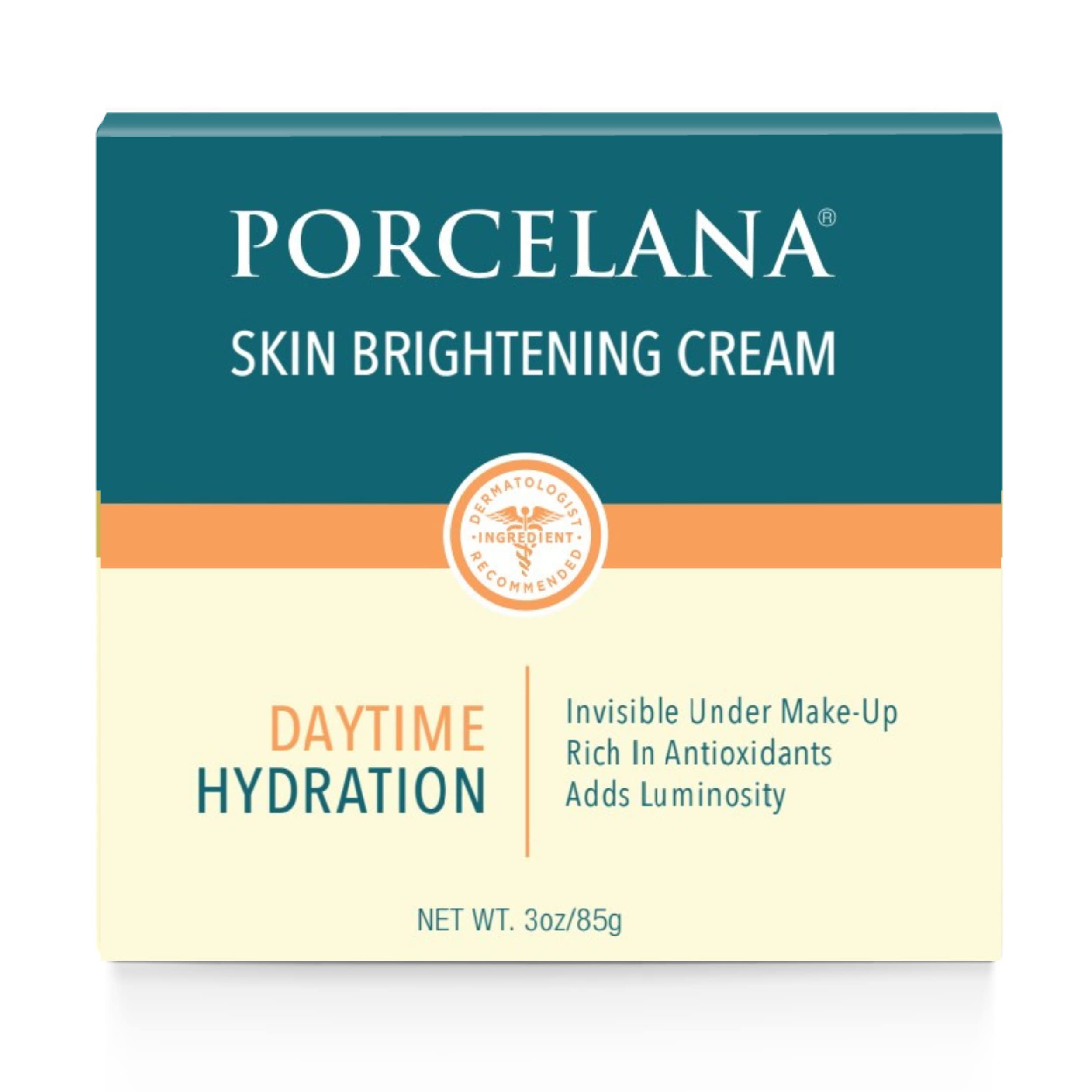 Porcelana Daytime Hydration Cream For Face & Body [Updated Formula] - Fades Dark Spots & Evens Skin Tone - For Sun & Age Spots, Acne Scarring, Melasma & Discoloration - Antioxidant Moisturizer (3 oz)