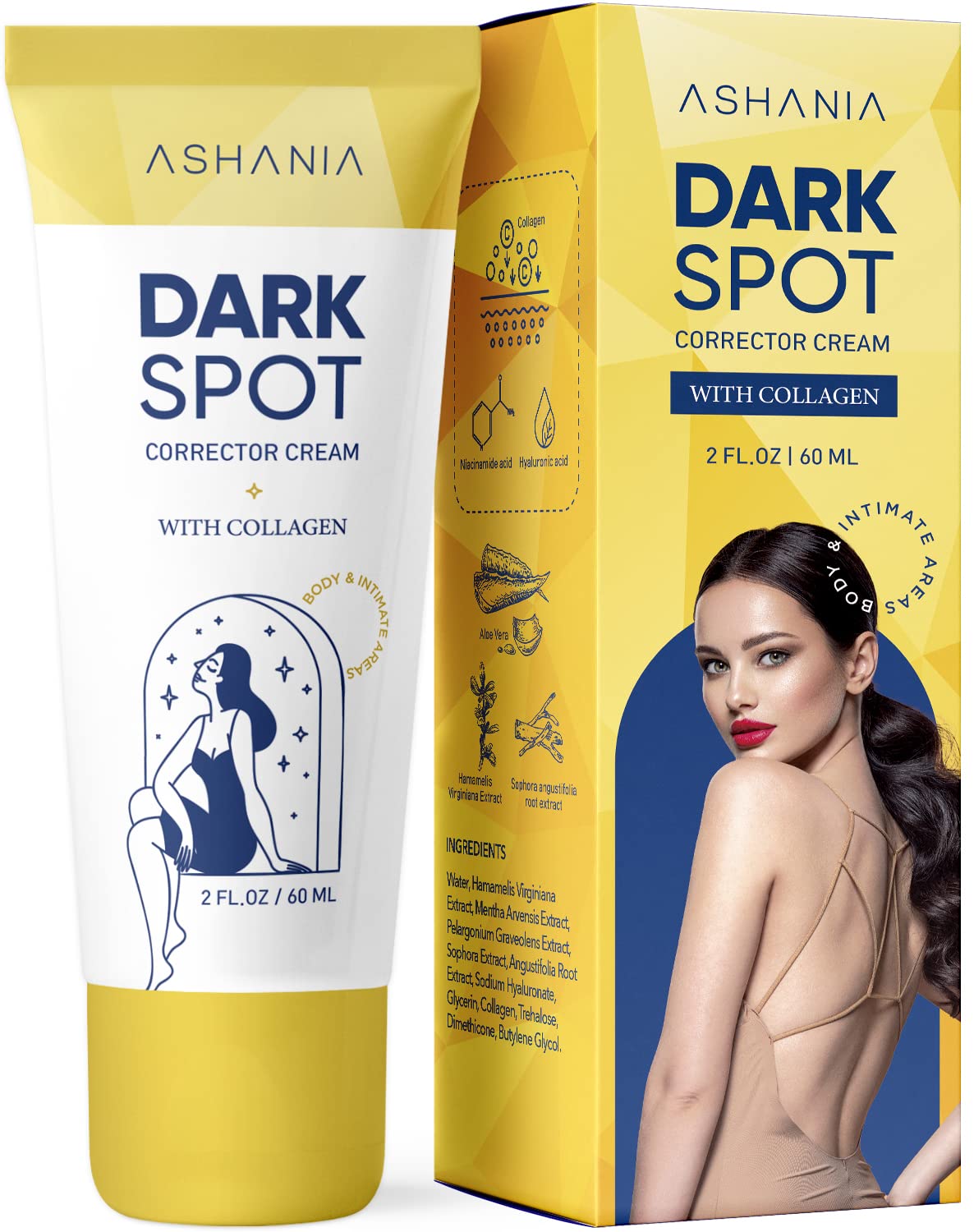 Ashania Dark Spot Remover For Body Cream, Dark Armpit Remover, Neck, Elbows, Armpit, Knees, Bikini Areas, Inner Thighs, Sun Spot and Private Areas