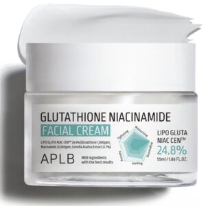 aplb glutathione niacinamide facial cream | lipo gluta niac cen™ 24.8% 1.86 fl.oz/korean skincare, deep hydration, niacinamide, improve skin elasticity, improve skin texture