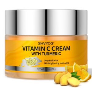 Vitamin C Face Moisturizer, Turmeric Vitamin C Face Cream, Anti-aging Hydration Skin Firming & Brightening Cream for Dark Spots, Wrinkles, Uneven Skin Tone, Vitamin C Lotion for Instant Glow, 1.76 OZ