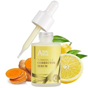 anairui vitamin c turmeric facial serum, face serum for dark spots, hydrating, firming & smoothing serum for all skin types, wrinkles, fine lines, radiance & glow 1.05 oz