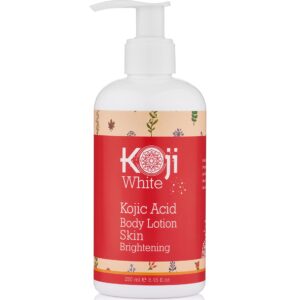 Koji White Kojic Acid Skin Brightening Body Lotion - Daily Moisturizer & Glowing Skin, Dark Spots, Boost Hydrating, Sun Damage Skin, Uneven Skin Tone, Paraben-Free, Vegan, 8.45 Fl Oz Bottle