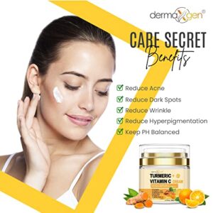 DERMAXGEN Turmeric Face Cream + 30% Vitamin C Glow Boosting Moisturizer & Skin Repairing, Hydrating with Organic Ingredients Anti-Aging Facial Cream, Normal, Dry, Oily & Combination Skin - 1.7 FL OZ