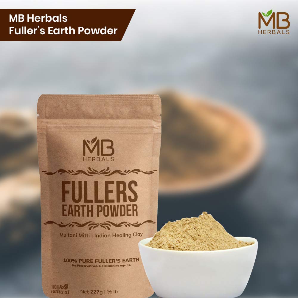 MB Herbals 100% Pure Fullers Earth Powder 100g | 3.5oz | Multani Mitti Facial Clay Bentonite Indian Healing Clay | No Preservatives | No Bleaching Agents | No Added Fragrance| Fuller's Earth