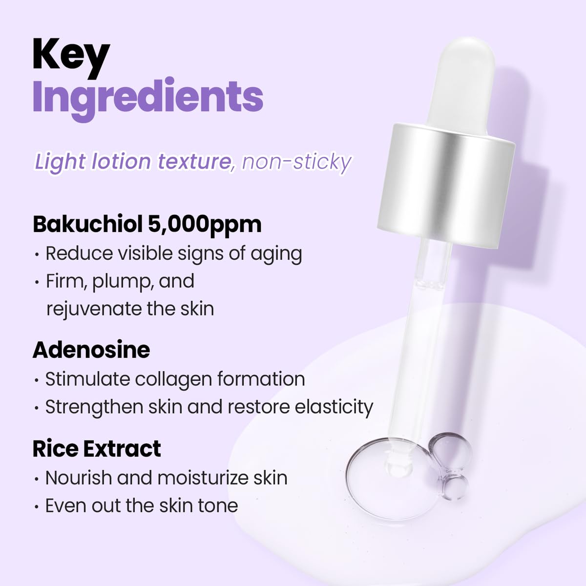 Glam Up Bakuchiol Serum & Hyaluronic Acid - Anti-Aging Retinol Alternative Serum, Blur Fine Lines, Anti-Wrinkles, Pore shrink and Soothing Pimples, Hydrate Facial Skin, Cruelty-Free (1.01 Fl Oz)