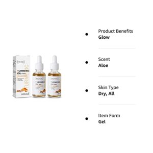 Turmeric Serum Oil Facial Skin Care Serum, Moisturizing the skin Serum, Suitable For Dry Skin, Redness, & Skin Blemishes (colorless 2PC)