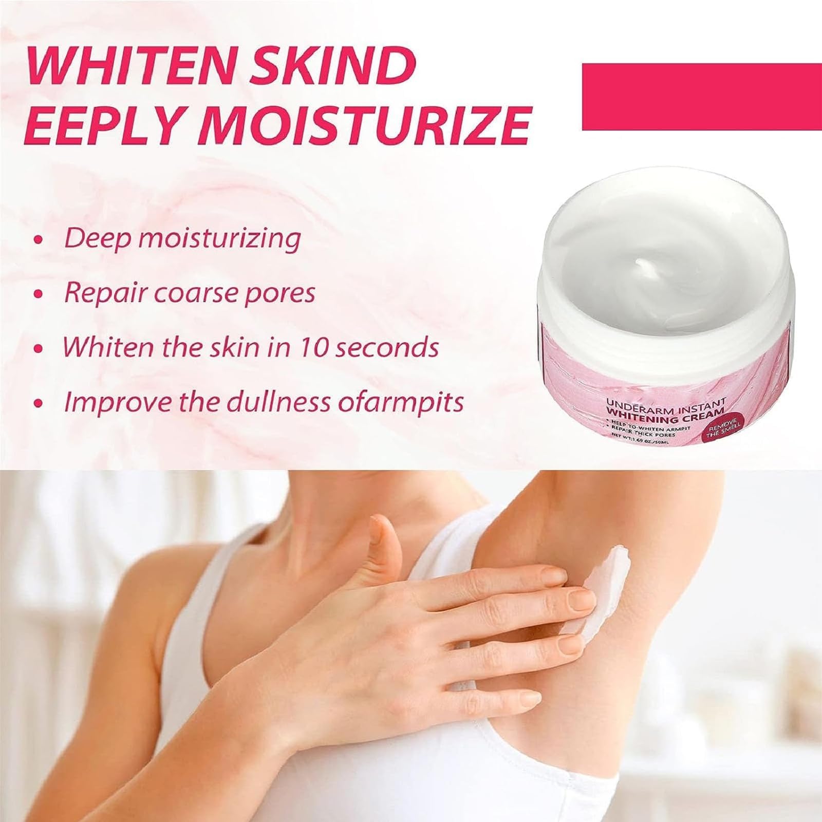 Kunnozz Underarm Instant Whiten Cream, Underarm Whiten Cream, Intense Lightening Skin Cream, Body Whiten Cream, Whiten Cream Dark Areas