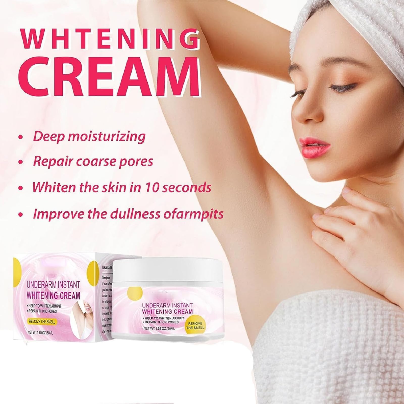 Kunnozz Underarm Instant Whiten Cream, Underarm Whiten Cream, Intense Lightening Skin Cream, Body Whiten Cream, Whiten Cream Dark Areas