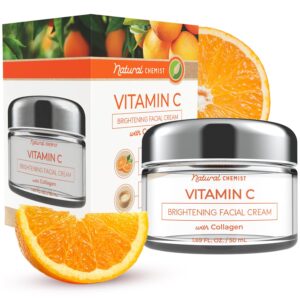 Natural Chemist Vitamin C & Collagen Daily Face Moisturizer - Firming, Reduces Fine Lines & Wrinkles, Skin Brightening Day Cream - Cruelty Free Korean Skin Care For All Skin Types - 1.69 Fl. oz.