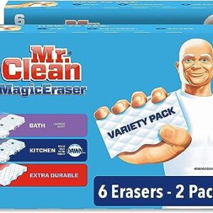 Mr. Clean Magic Eraser Variety Pack (with Bath, Kitchen, and Extra Durable Cleaning Pads), Bathroom, Shower, and Oven Cleaner, 12 Count, 6 Count (Pack of 2)