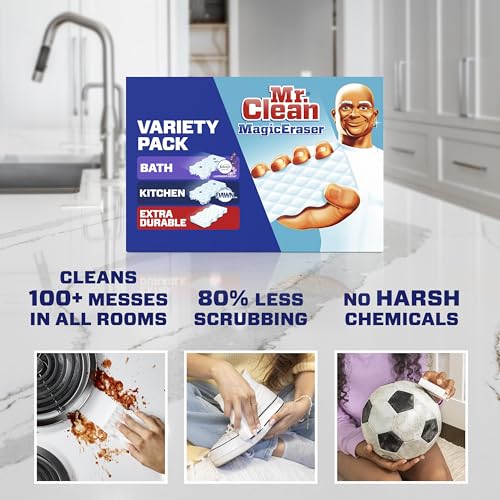 Mr. Clean Magic Eraser Variety Pack (with Bath, Kitchen, and Extra Durable Cleaning Pads), Bathroom, Shower, and Oven Cleaner, 12 Count, 6 Count (Pack of 2)