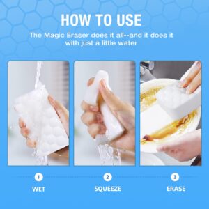 squish Magic Eraser Sponge, 12 Count Magic Cleaning Pads, Extra Durable White Sponge Erasers with Melamine Form for Walls, Oven, Windows, Shower, Kitchen, Bathroom, and Shoe Cleaner