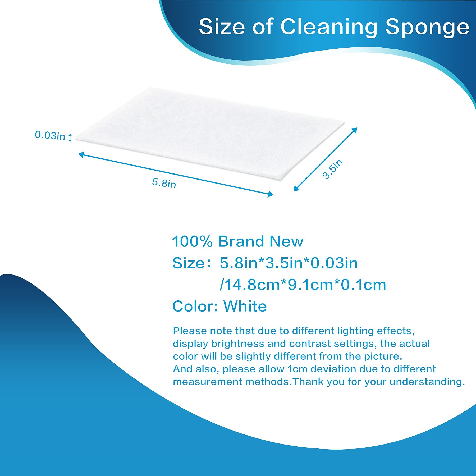 100PCS Eraser Sheets, Magic Cleaning Sponge Disposable, Thin Nano Dish Sponge Cleaner Pads Eraser Wipes for Kitchen Shoe Furniture Bathroom Shower Sink Hard-to-Reach Places